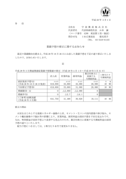 業績予想の修正に関するお知らせ