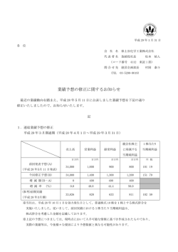 業績予想の修正に関するお知らせ