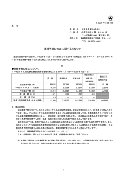業績予想の修正に関するお知らせ