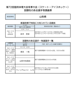 話題性のある選手等調査票 第72回国民体育大会冬季大会（スケート
