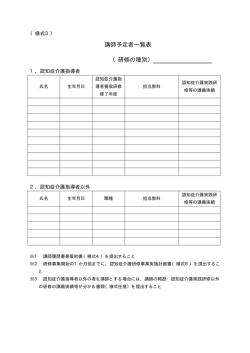 講師予定者一覧表 （研修の種別）