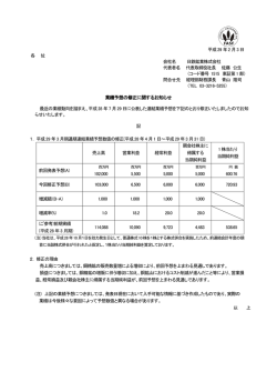 業績予想の修正に関するお知らせ