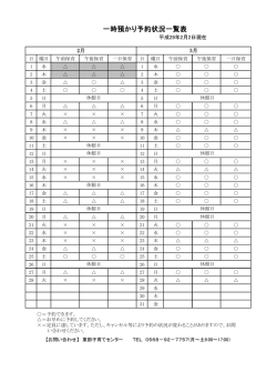 一時預かり予約状況一覧表
