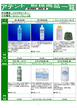 中分類名： 小分類名： パイプクリーナー