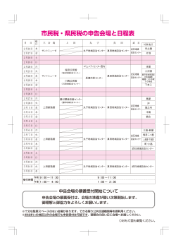 市民税・県民税の申告会場と日程表