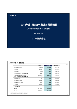 2016年度 第3四半期連結業績概要