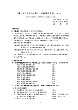 1月23日からの大雪による被害状況等について