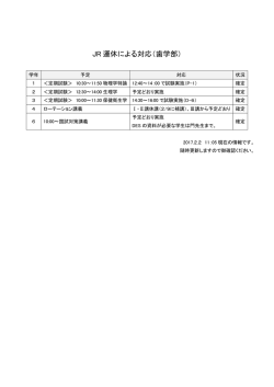 JR 運休による対応（歯学部）