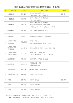 生涯活躍のまち（石垣版 CCRC）基本構想策定委員会 委員名簿