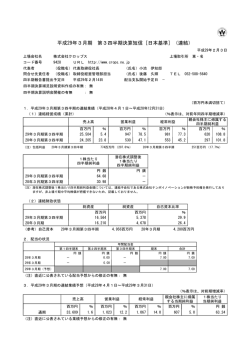 平成29年3月期 第3四半期決算短信［日本基準］（連結）