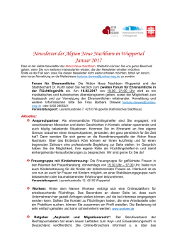 Newsletter der Aktion Neue Nachbarn in Wuppertal Januar 2017