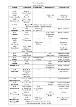 Gottesdienstplan - Evang. Dekanat Uffenheim