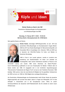 Einladung "Köpfe und Ideen – Günter Nooke zu Gast in der GIZ"