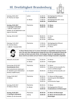 Vermeldungen Sonntag, 29.01.2017