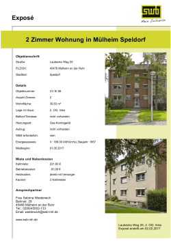 Exposé 2 Zimmer Wohnung in Mülheim Speldorf