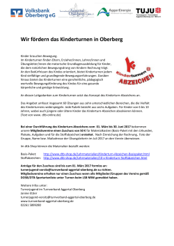 Wir fördern das Kinderturnen in Oberberg