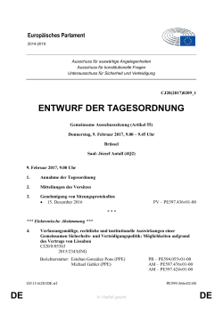 DE DE ENTWURF DER TAGESORDNUNG