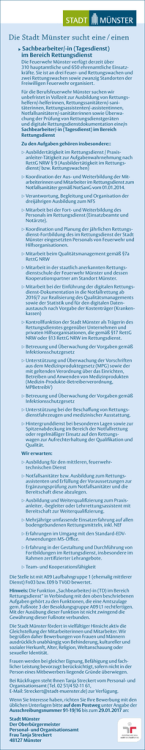 Die Stadt M&uuml;nster sucht eine / einen
