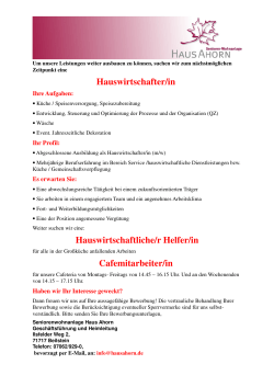 Hauswirtschafter/in Hauswirtschaftliche/r Helfer/in Cafemitarbeiter/in