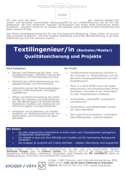 Textilingenieur/in (Bachelor/Master)