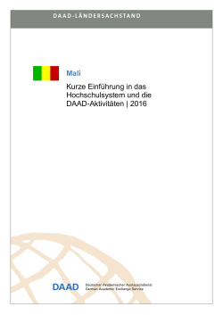 Mali Kurze Einführung in das Hochschulsystem und die DAAD