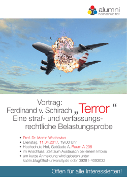 Vortrag: Ferdinand v. Schirach „Terror “