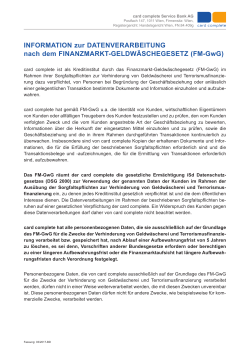 INFORMATION zur DATENVERARBEITUNG nach dem
