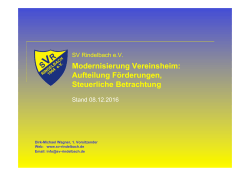 Modernisierung Vereinsheim: Aufteilung