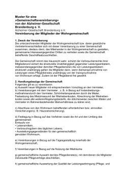 Muster für eine »Gemeinschaftsvereinbarung« von der Alzheimer