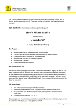 eine/n Mitarbeiter/in &bdquo;Hausdienst&ldquo;
