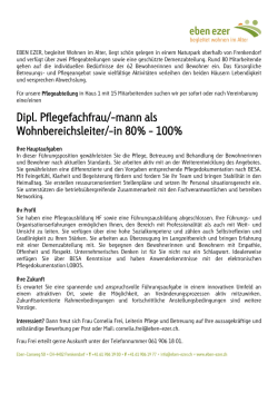 Dipl. Pflegefachfrau/-mann als Wohnbereichsleiter/-in