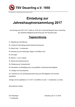 JHV 2017 Tagesordnung