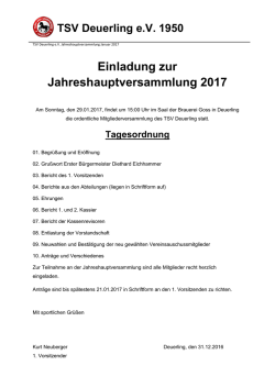 JHV 2017 Tagesordnung