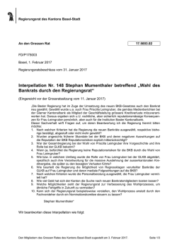 Interpellation Nr. 148 Stephan Mumenthaler betreffend &bdquo;Wahl des