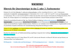 Hinweis f&uuml;r Quereinsteiger