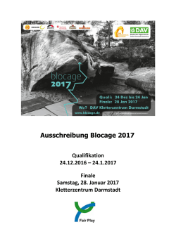 Ausschreibung Blocage 2017 - Kletterzentrum