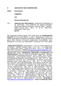 Hamburger Exil-Biografien im 20. - Informationsmittel f&uuml;r Bibliotheken
