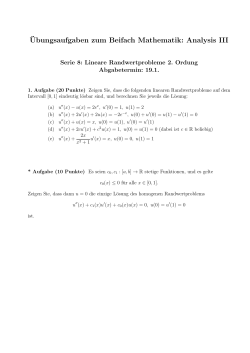 ¨Ubungsaufgaben zum Beifach Mathematik: Analysis III