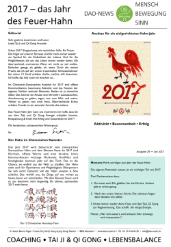 Dao Newsletter «2017 Das Jahr des Feuer-Hahn