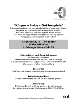 "Körper - Liebe - Doktorspiele" - Infoabend in Schnega am 7. Febr