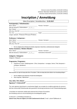 Inscription / Anmeldung