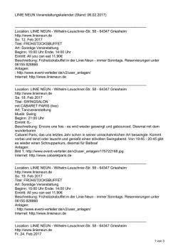 LINIE NEUN Veranstaltungskalender (Stand
