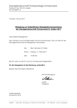Einladung zur DV - Schützenverein Ochsenweid