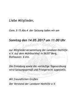 Einladung Mitgliederversammlung 2017 LNH - Landseer