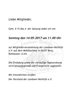Einladung Mitgliederversammlung 2017 LNH - Landseer