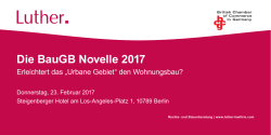 Die BauGB Novelle 2017 - LUTHER Rechtsanwaltsgesellschaft mbH