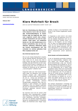 Länderbericht zum EU-Austritt Großbritanniens - Konrad