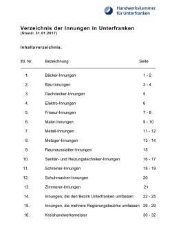 Innungsverzeichnis der Handwerkskammer f&uuml;r Unterfranken