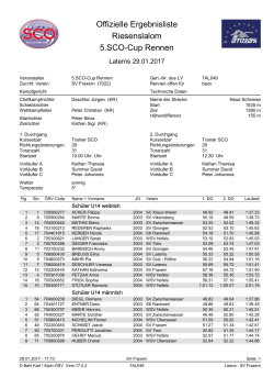 Offizielle Ergebnisliste Riesenslalom 5.SCO-Cup Rennen