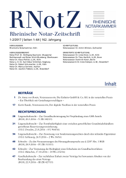 Rheinische Notar-Zeitschrift Inhalt - Beck-Shop